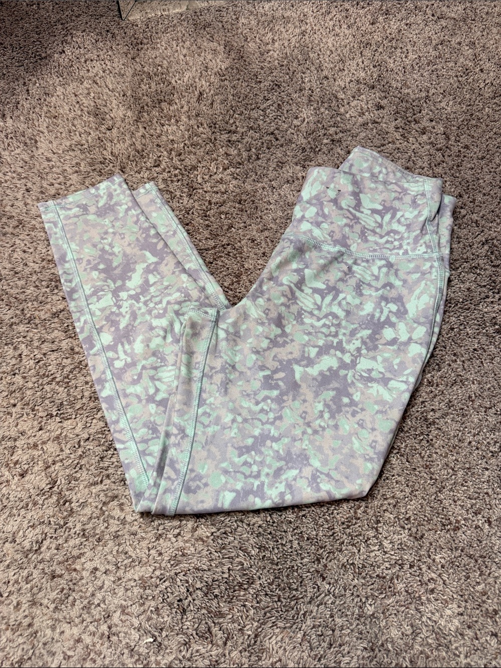 MTA Sport Mint Green & Gray Patterned Leggings